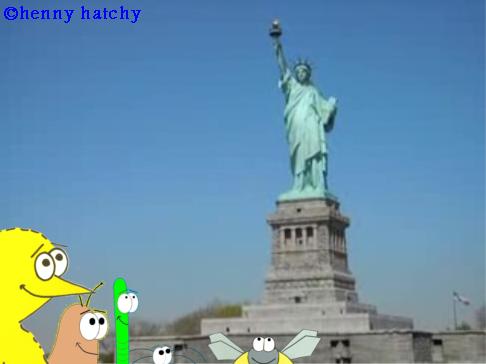 henny hatchy Freiheitsstatue New York USA henny hatchy Sniggel Geschenk Henny hatchy Sniggel Wyrm Plumbee jimjams Küken Spinne Schnecke Hummel Regenwurm Wurm Comic Cartoon
