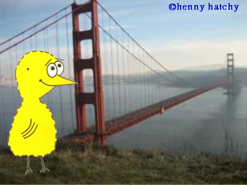 henny hatchy Golden Gate Bridge San Francisco USA henny hatchy Sniggel Geschenk Henny hatchy Sniggel Wyrm Plumbee jimjams Küken Spinne Schnecke Hummel Regenwurm Wurm Comic Cartoon